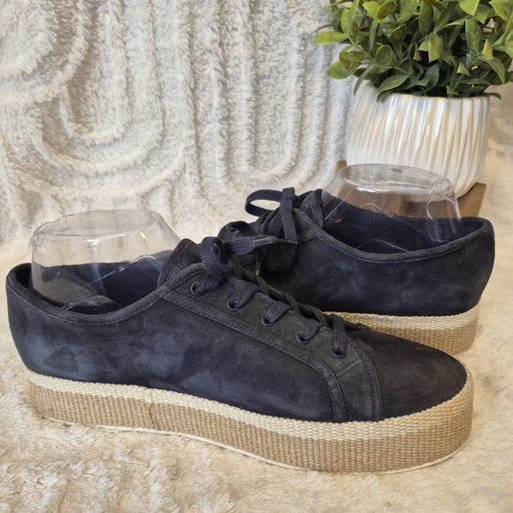 Vince Windell Platform Sneakers Espadrille Navy Blue Suede Lace Up Womens Sz 9.5 - Picture 9 of 12